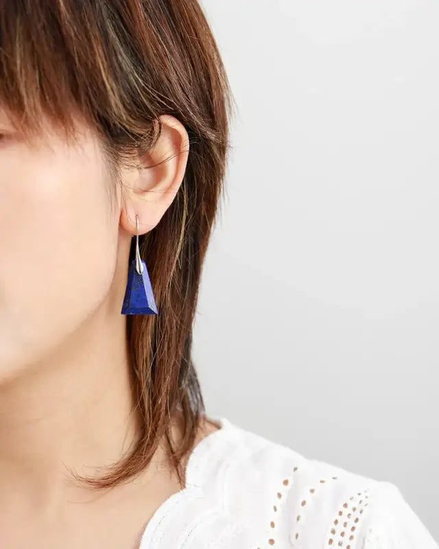 Lapis Lazuli  Trapezoid Drop Earrings-2