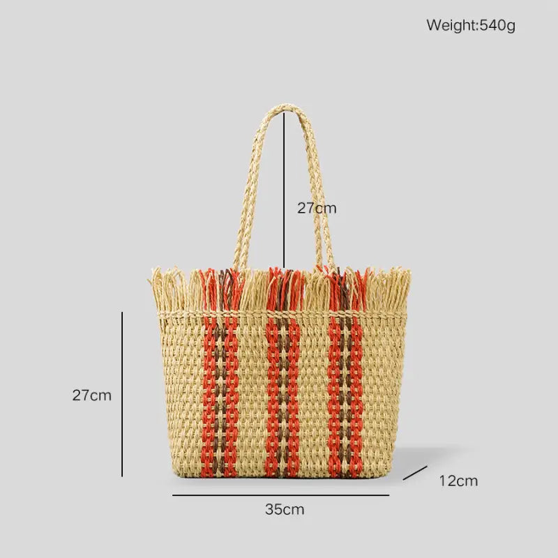 Large Capacity Straw Braided Bag-3