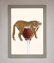 Lazy Leopard Martini Framed Poster-3