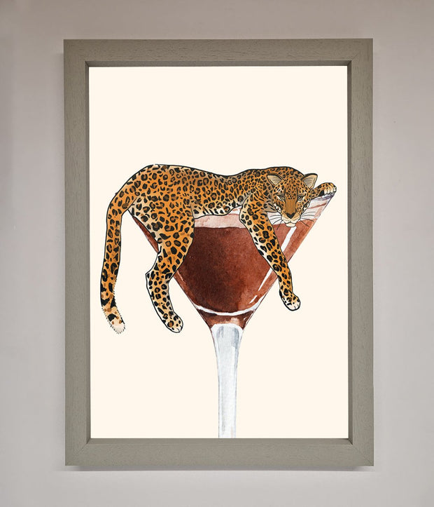 Lazy Leopard Martini Framed Poster-3