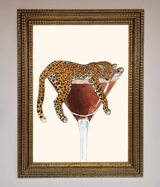 Lazy Leopard Martini Framed Poster-15
