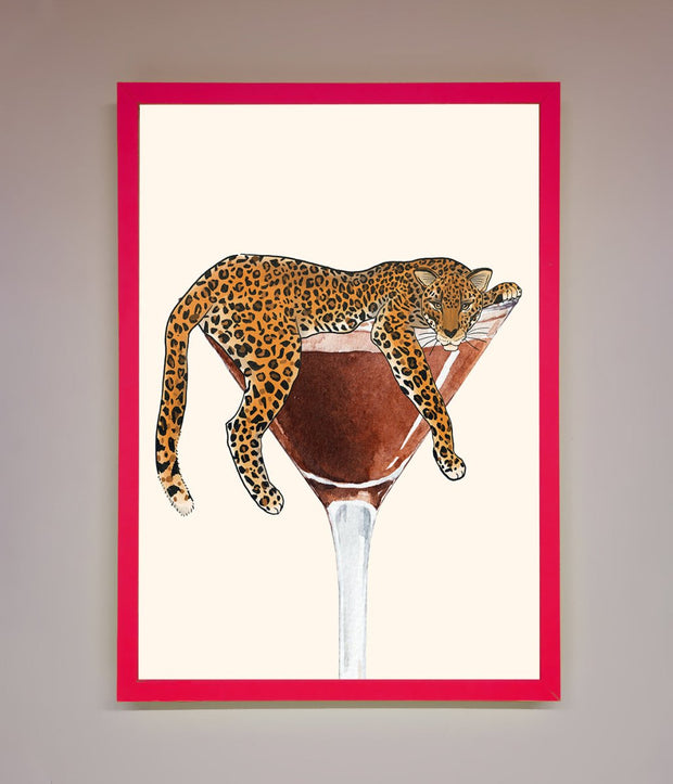 Lazy Leopard Martini Framed Poster-13