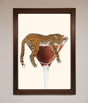 Lazy Leopard Martini Framed Poster-0