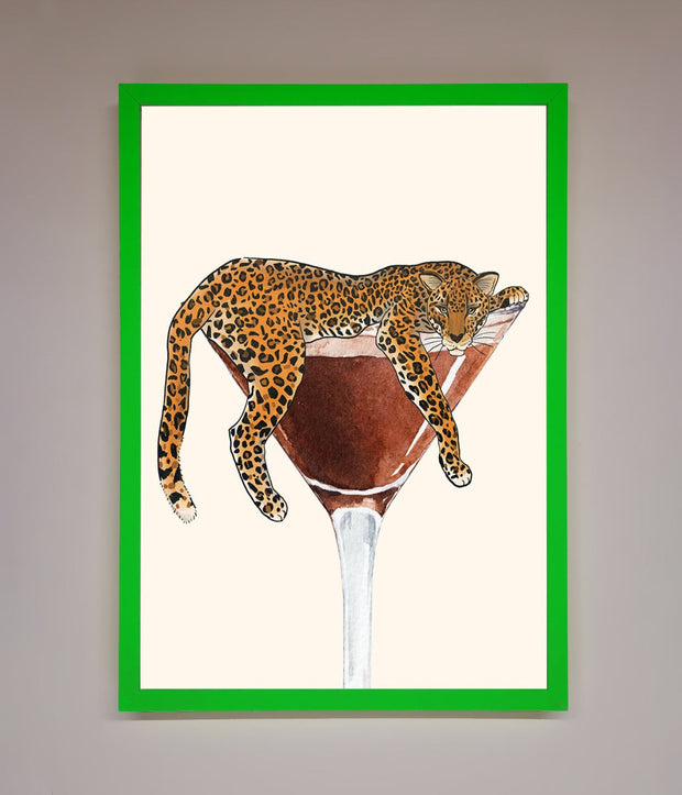 Lazy Leopard Martini Framed Poster-11