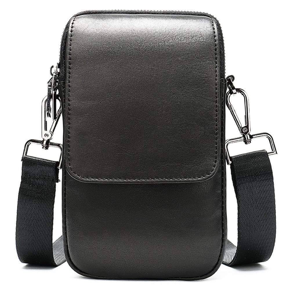 Leather Messenger  Cross body Shoulder Bags Black Waist Belt Handbags-0