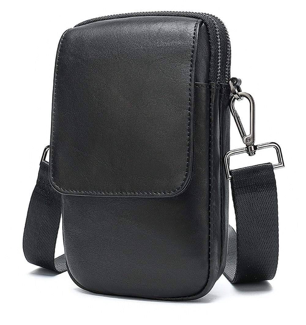 Leather Messenger  Cross body Shoulder Bags Black Waist Belt Handbags-3