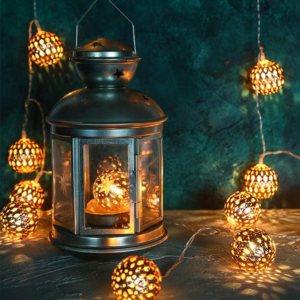 Moroccan String Lights Silver Battery Powered 20 LED-2