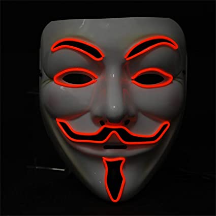 Light Up White Vendetta Mask With Orange Colour Light-1