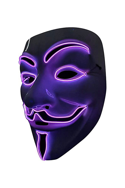 Light Up White Vendetta Mask With Purple Colour Light-0