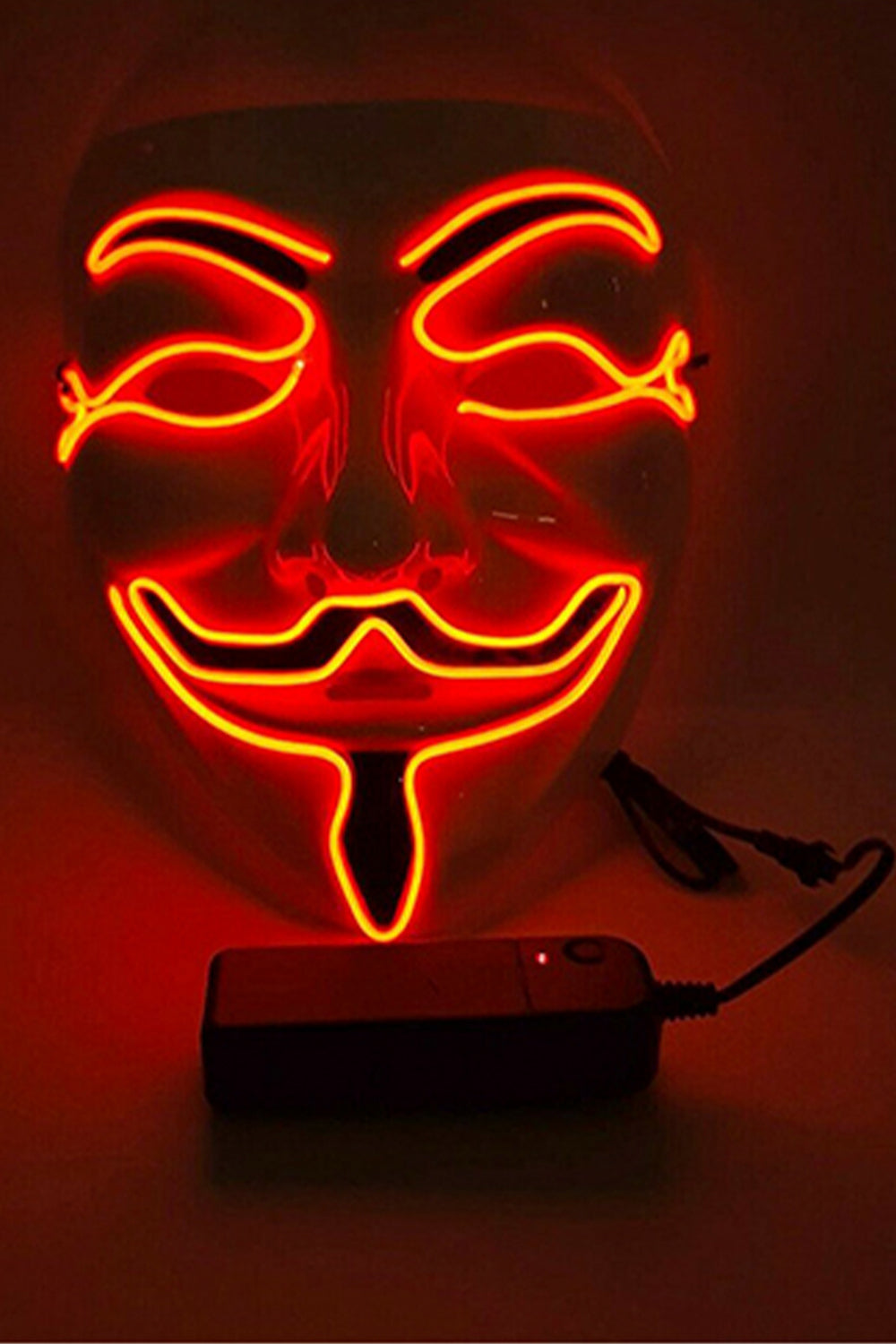 Light Up White Vendetta Mask With Red Colour Light-0