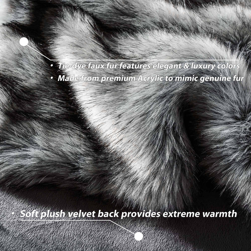 Luxury Faux Fur Throw Blanket Slate-4