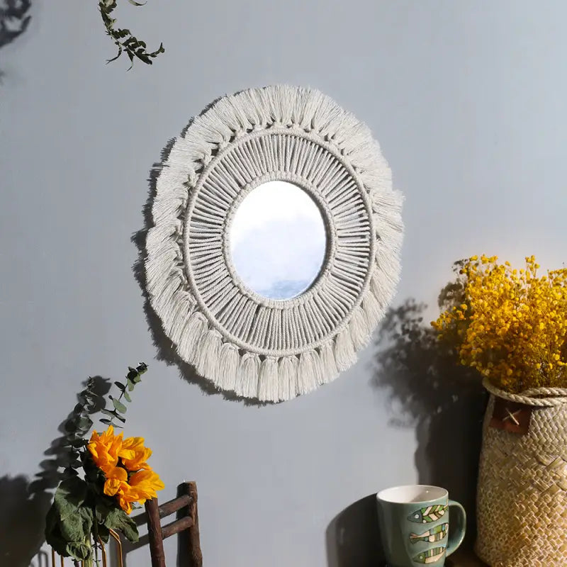 Macrame Mandala Hanging Wall Mirror - Memoriex 