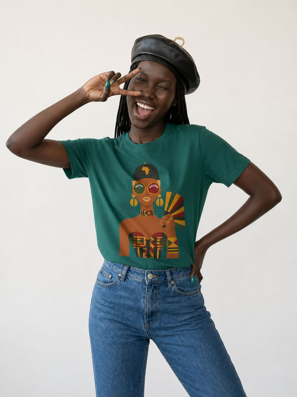 Confident Kente Pattern Graphic T-Shirt-0