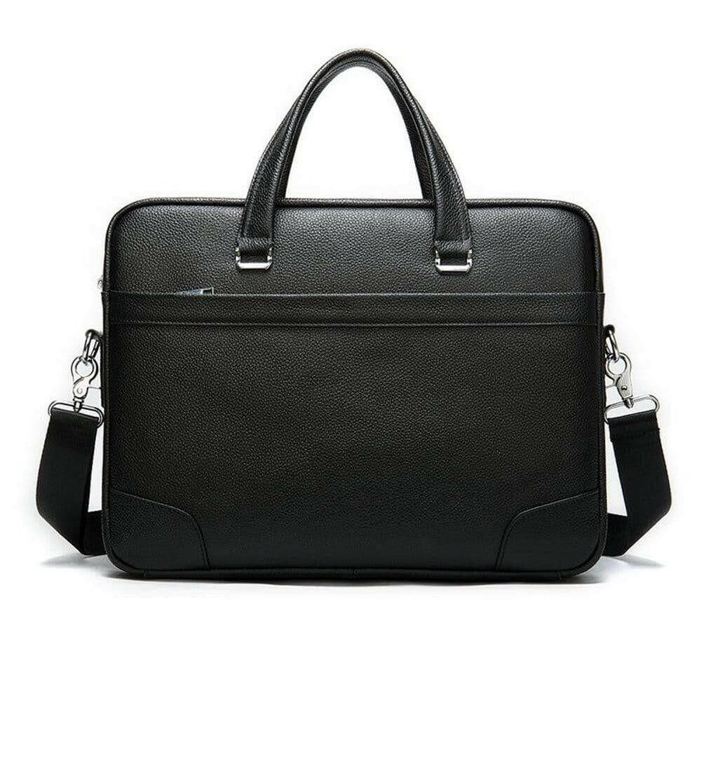 Men's Genuine Leather Laptop Briefcase Messenger Busienss Bags-0