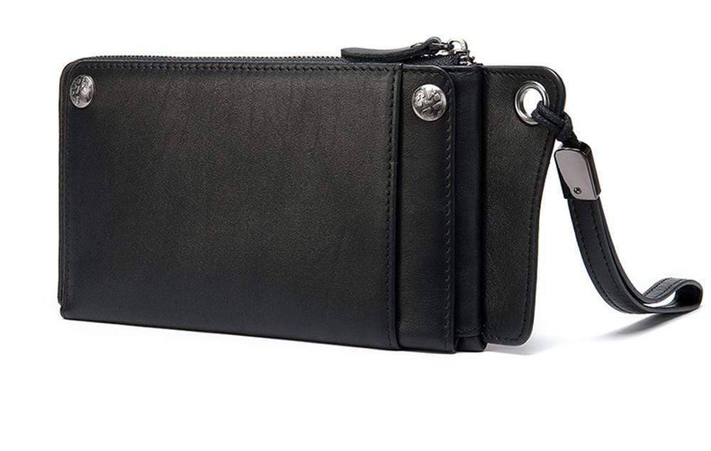 Men's Long Wallet Zipper Mobile Phone Bag Soft Leather Business Casual  Strap Bag-2