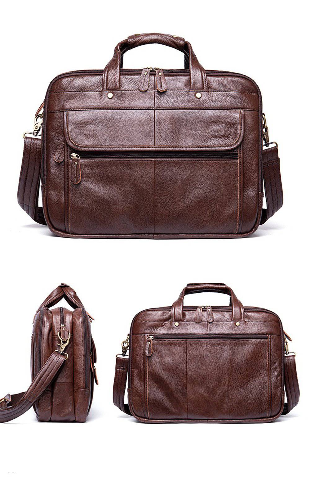 Mens Briefcase Leather Handbag 15' Laptop Buiness Messenger Shoulder Bag-2