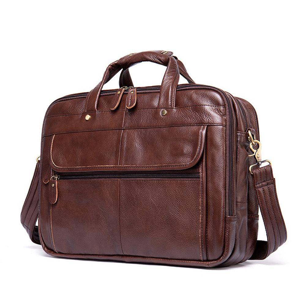 Mens Briefcase Leather Handbag 15' Laptop Buiness Messenger Shoulder Bag-4