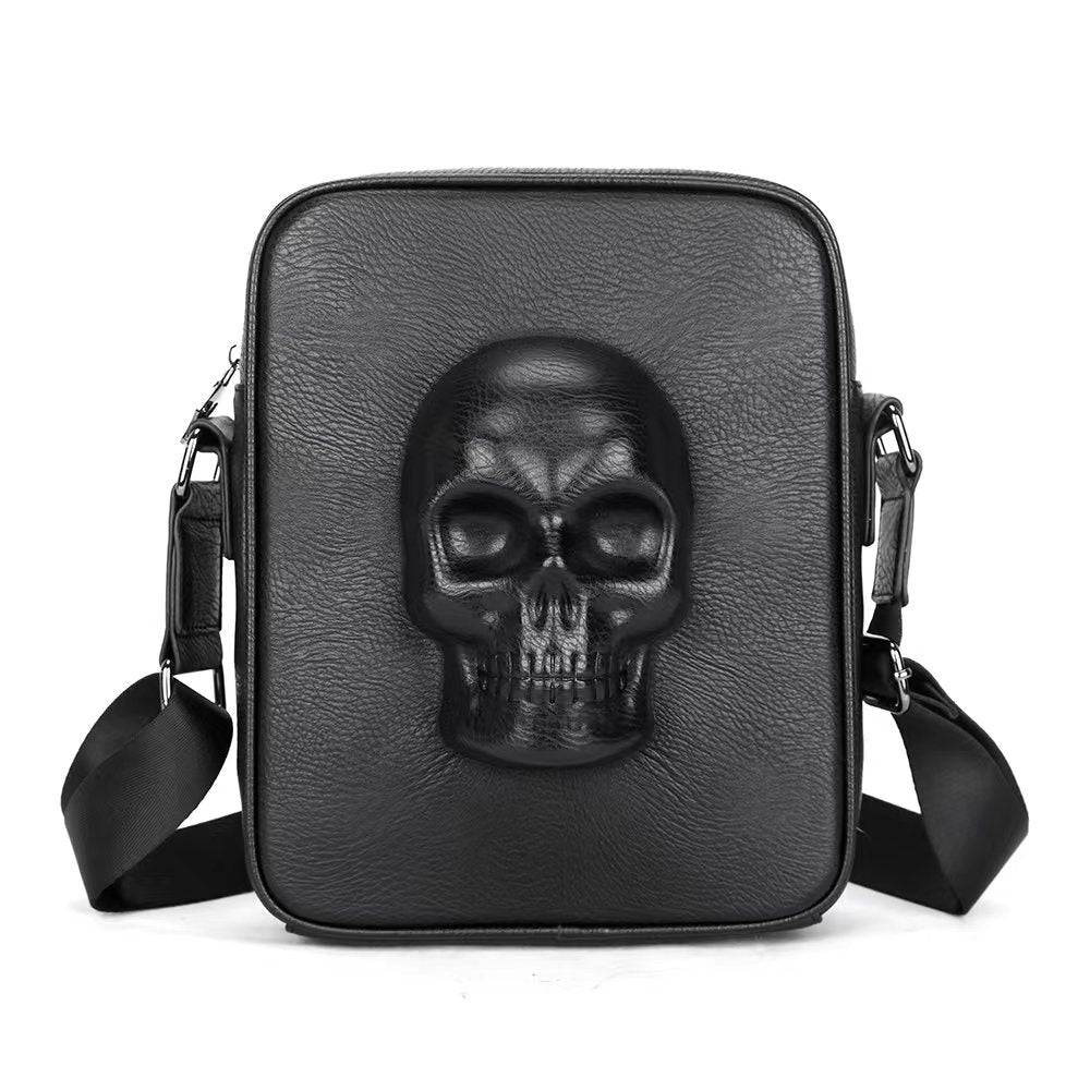 3D Bags Mens Skull Messenger Shoulder Handbag Black-0