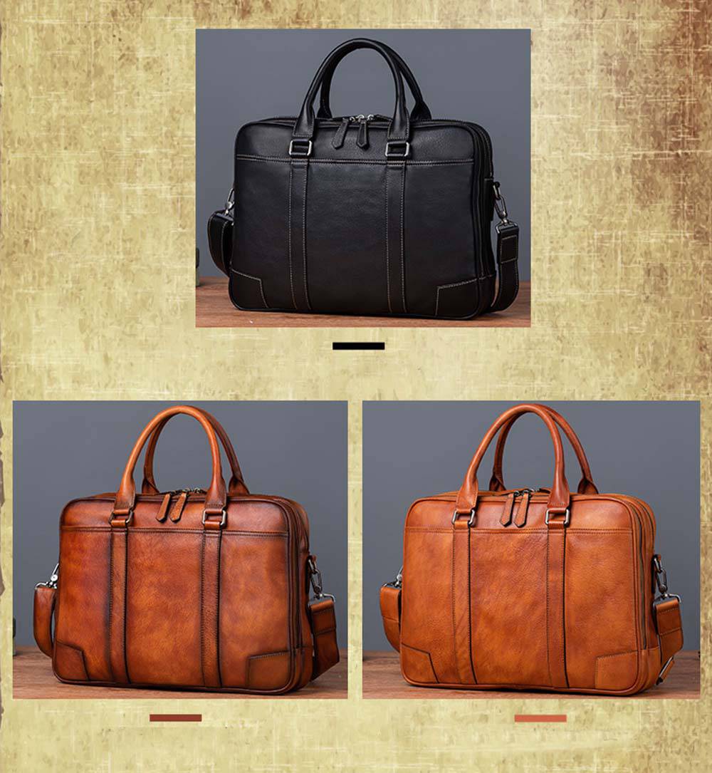 Mens Vintage Leather Buiness Briefcase Shoulder Bag 2732-1