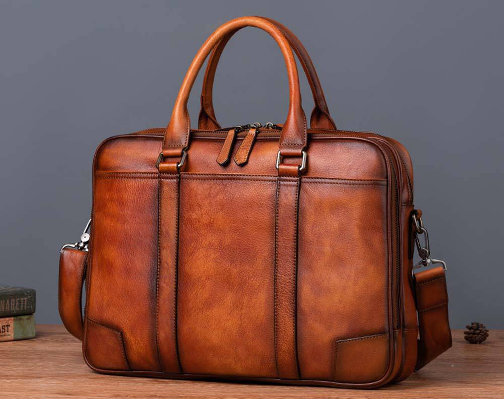 Mens Vintage Leather Buiness Briefcase Shoulder Bag 2732-3