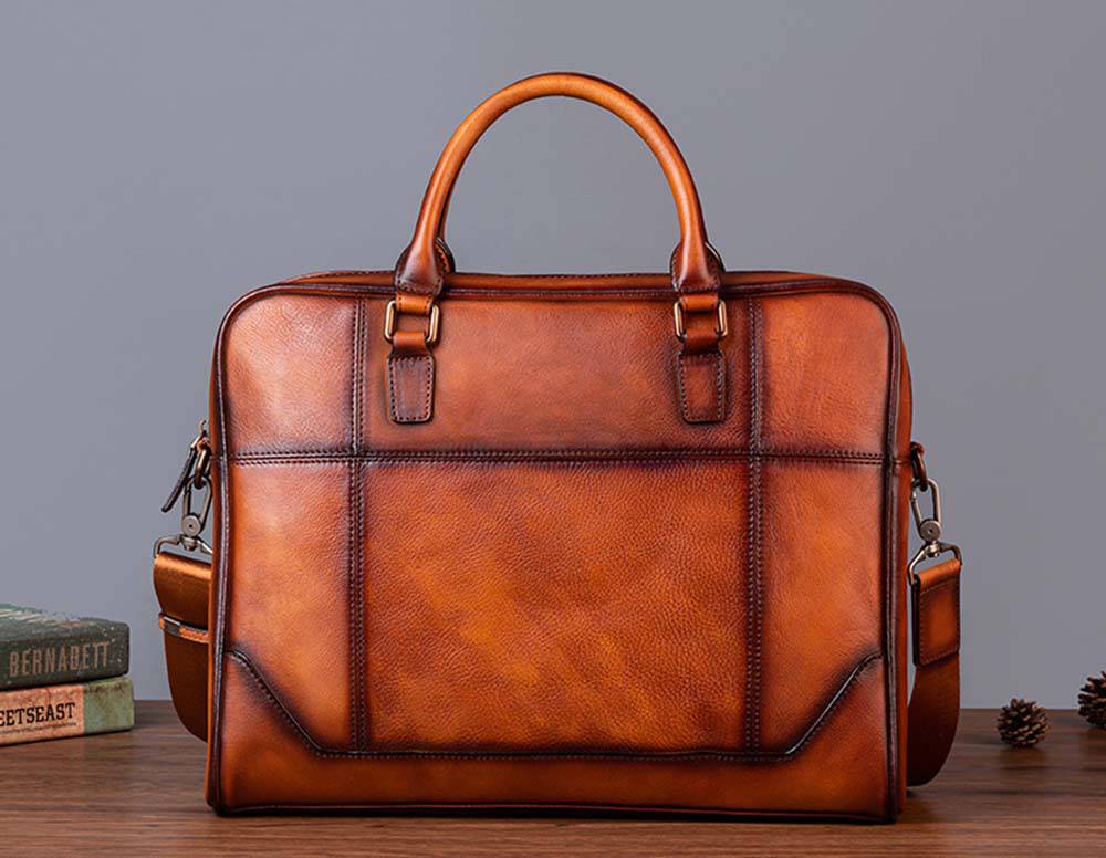 Mens Vintage Leather Buiness Briefcase Shoulder Cross Body Bag   2855-6