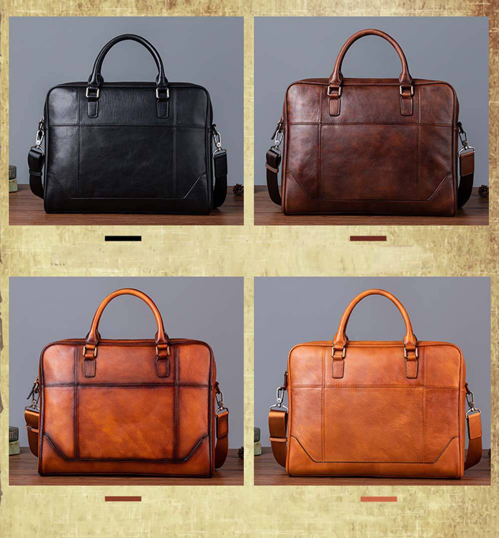 Mens Vintage Leather Buiness Briefcase Shoulder Cross Body Bag   2855-3