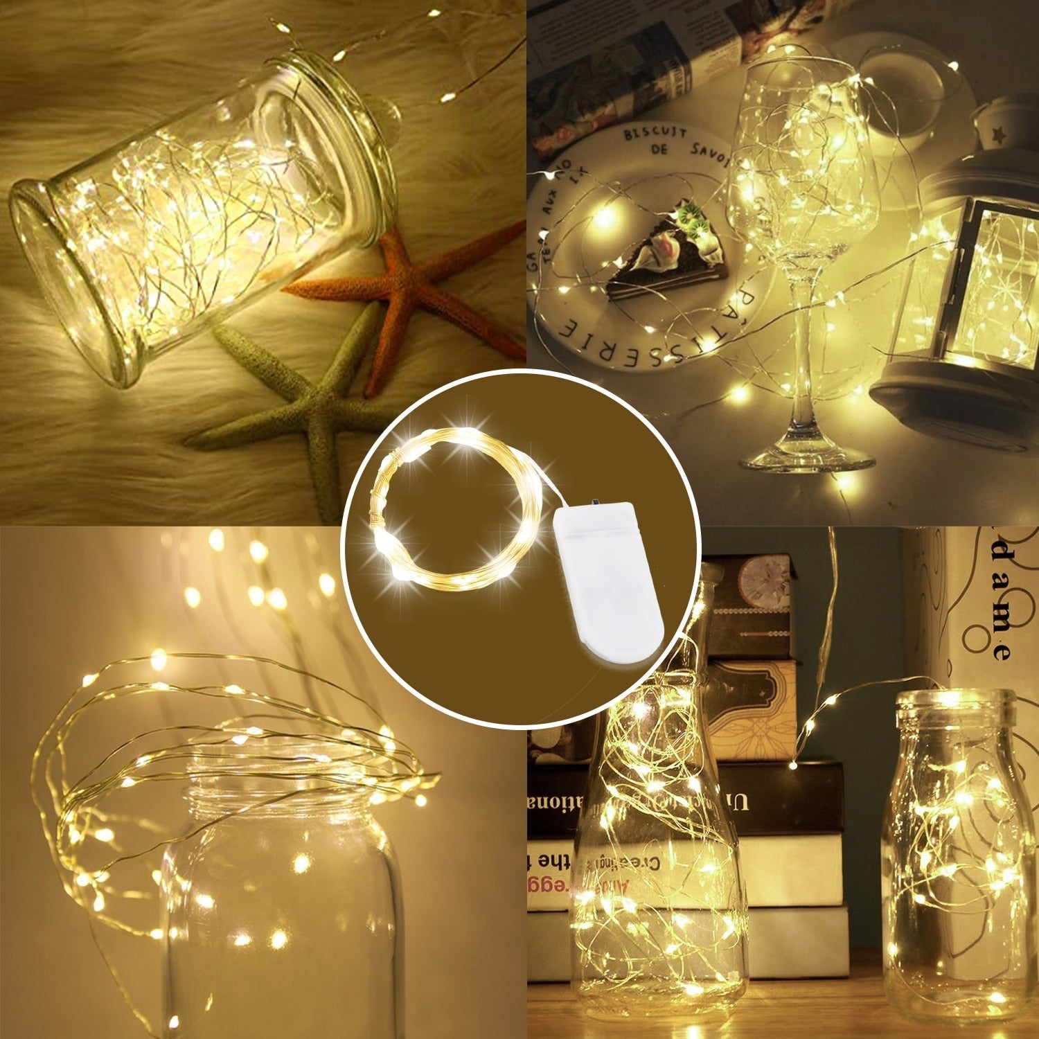 Fairy String Lights for Wedding Party Christmas Table Decor Warm White(12 Packs)-2