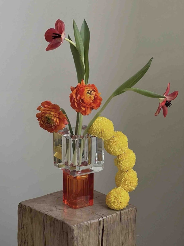 Modern Crystal Block Vase, Contemporary Table Setting Centrepieces-0