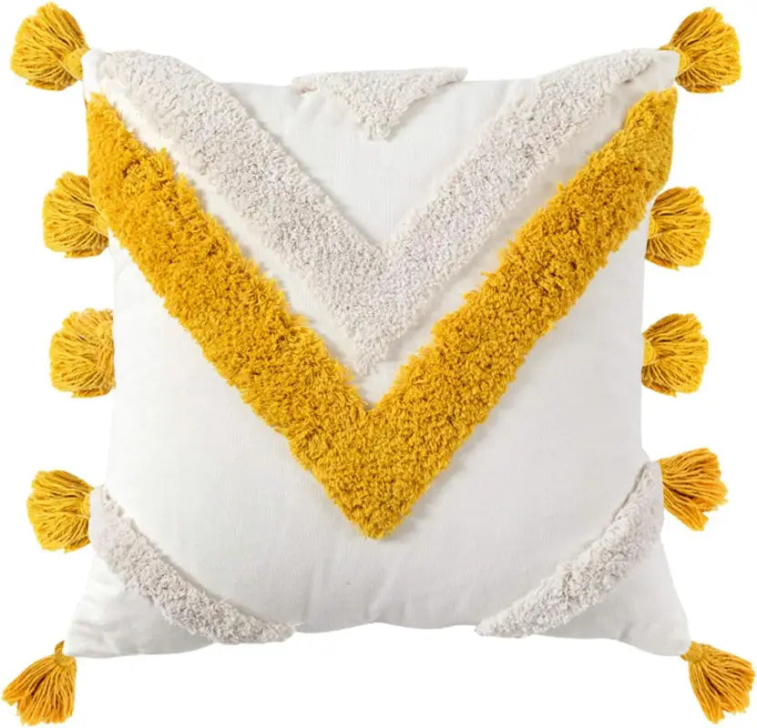 Morocco Tassel Square Throw Pillow Case-1