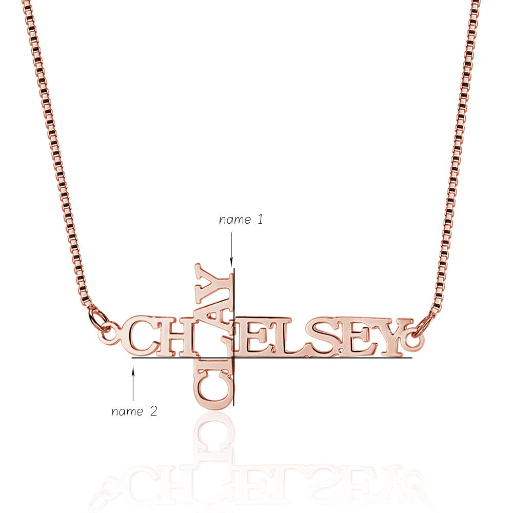 Cross Double Name Necklace-2