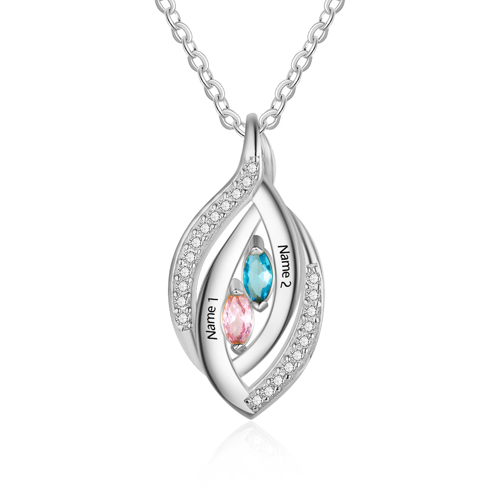 925 Sterling Silver Cubic Zirconia Birthstones Eye Pendant Necklace-0