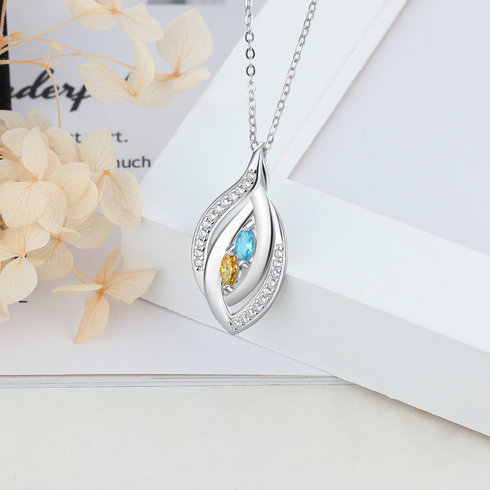 925 Sterling Silver Cubic Zirconia Birthstones Eye Pendant Necklace-2