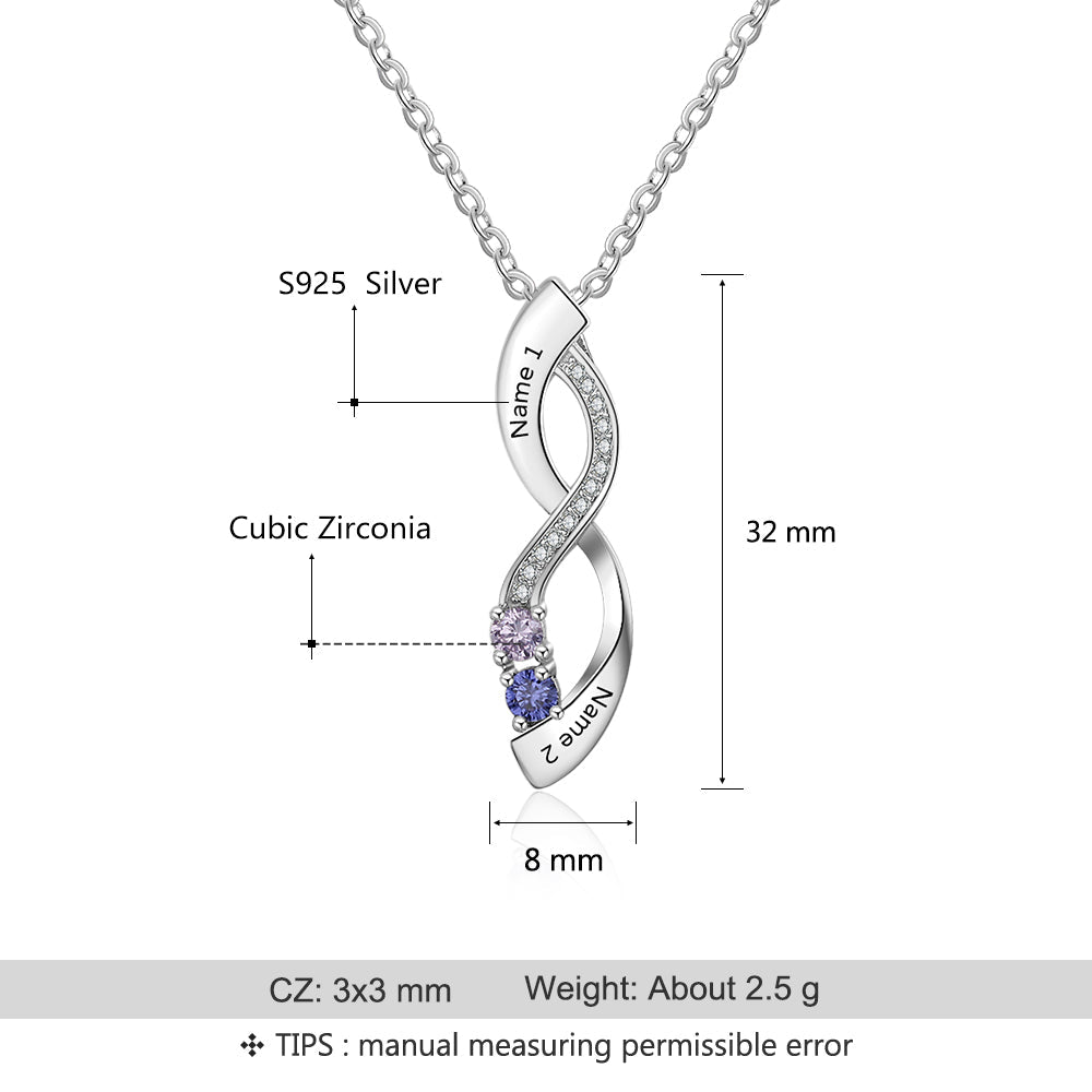 925 Sterling Silver Eight Shape Infinity Pendant Necklace with Birthstones-4