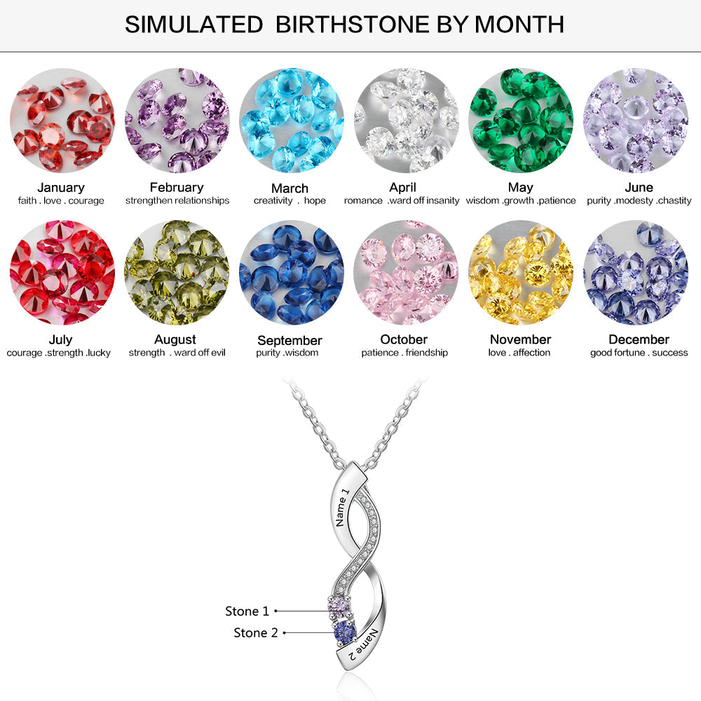 925 Sterling Silver Eight Shape Infinity Pendant Necklace with Birthstones-5