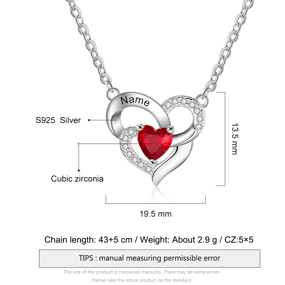 925 Sterling Silver One Birthstone Heart Necklace-4