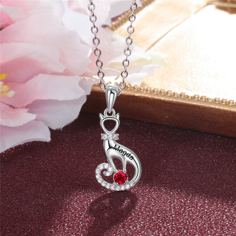 925 Sterling Silver One Birthstone Necklace-2