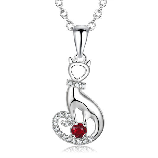 925 Sterling Silver One Birthstone Necklace-0