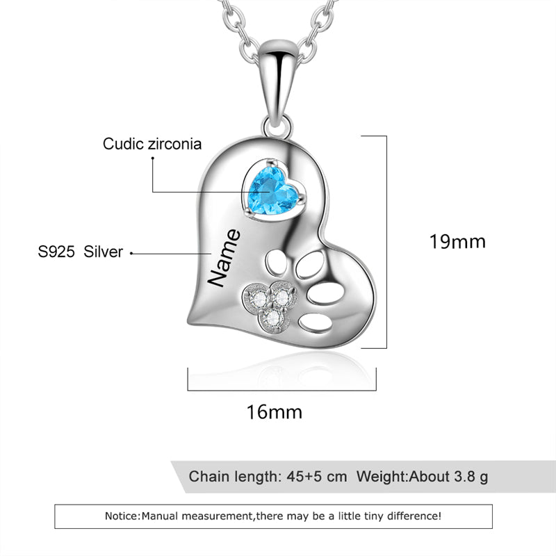 925 Sterling Silver One Birthstone Necklace-3