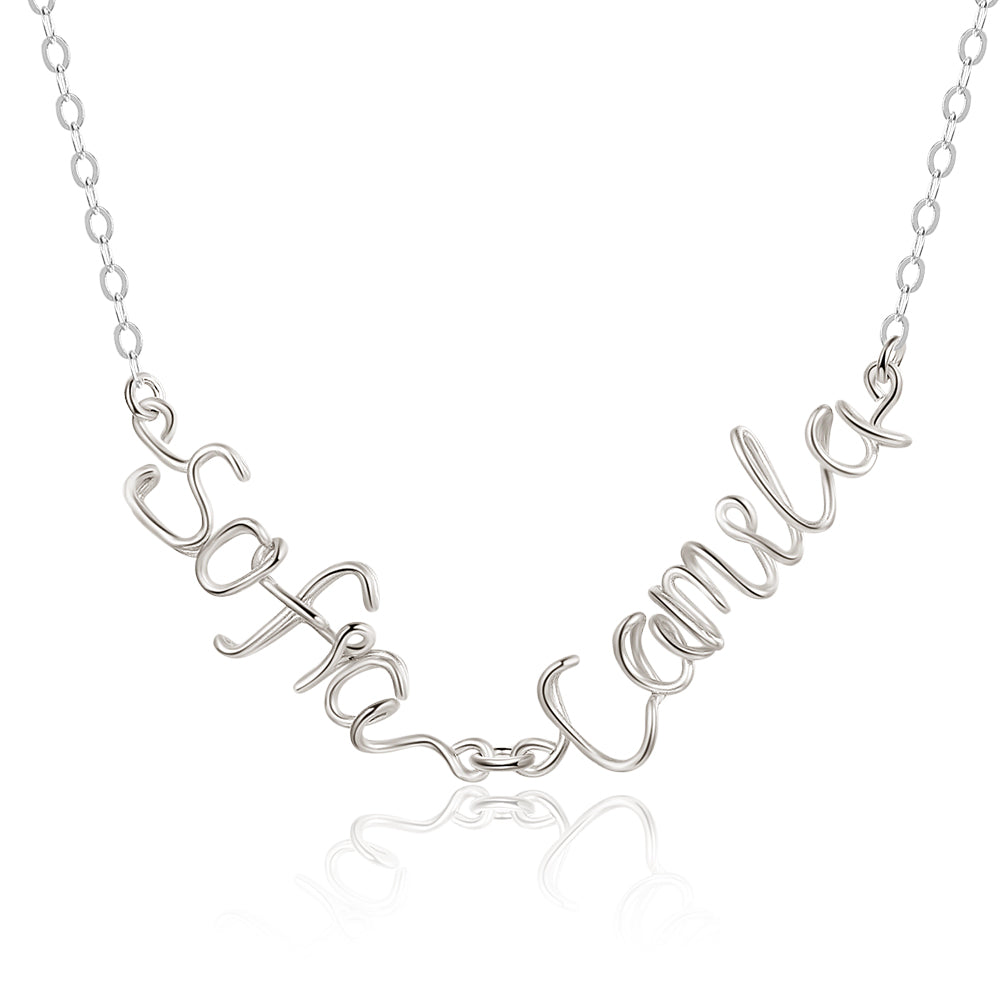 925 Silver Double Names Necklace-1