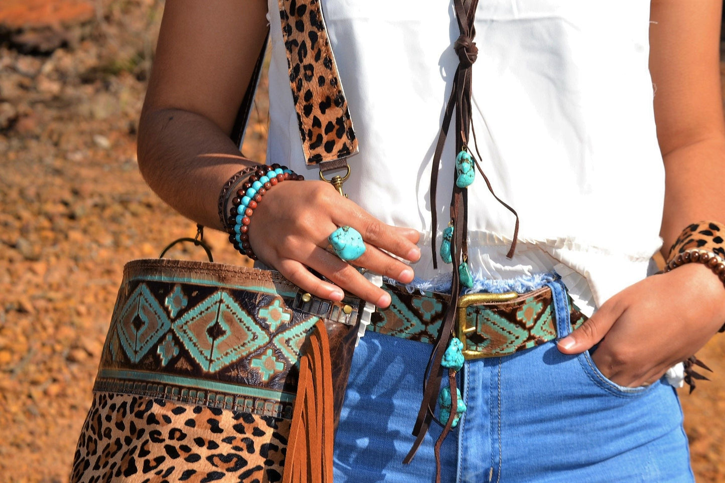 **Turquoise Chunk on Cuff Ring  012o by The Jewelry Junkie-4