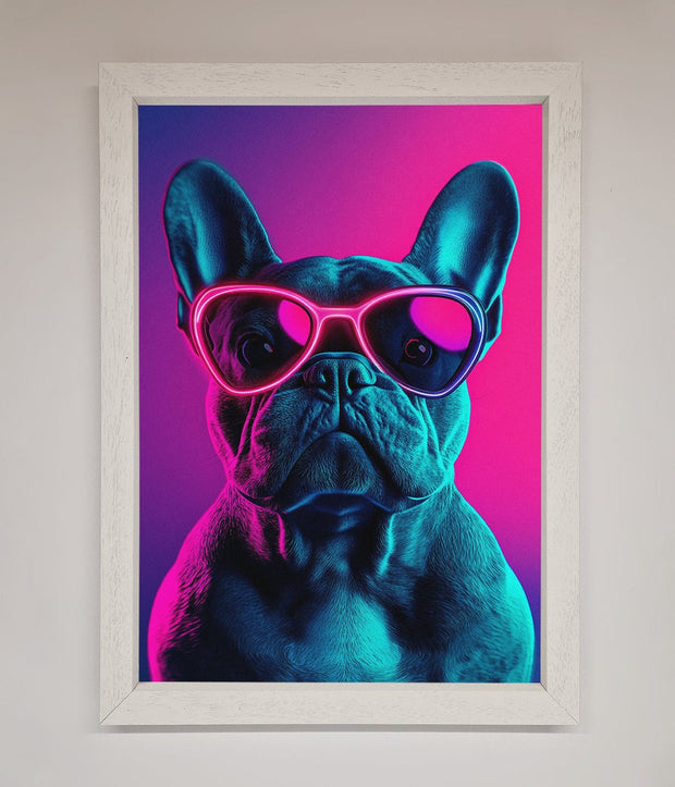 Neon French Bulldog Framed Wall Art-1