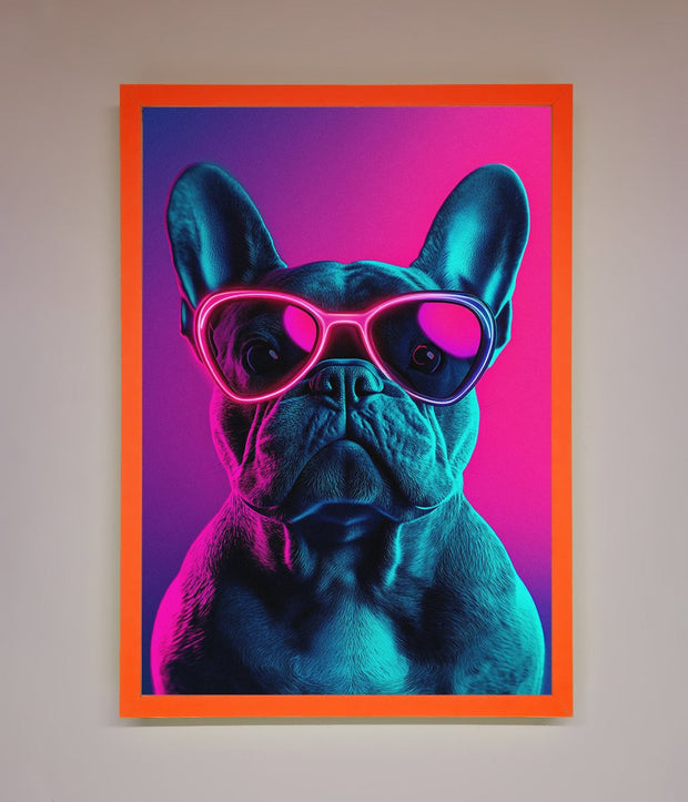 Neon French Bulldog Framed Wall Art-10