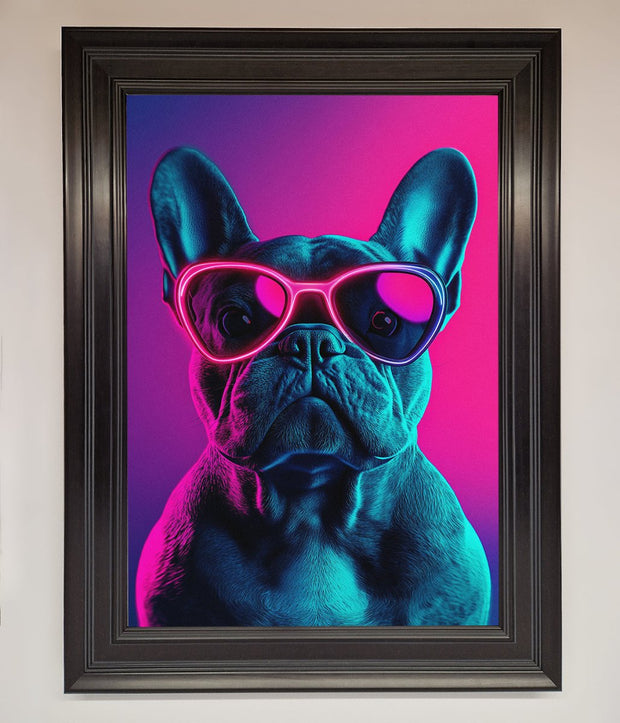 Neon French Bulldog Framed Wall Art-6