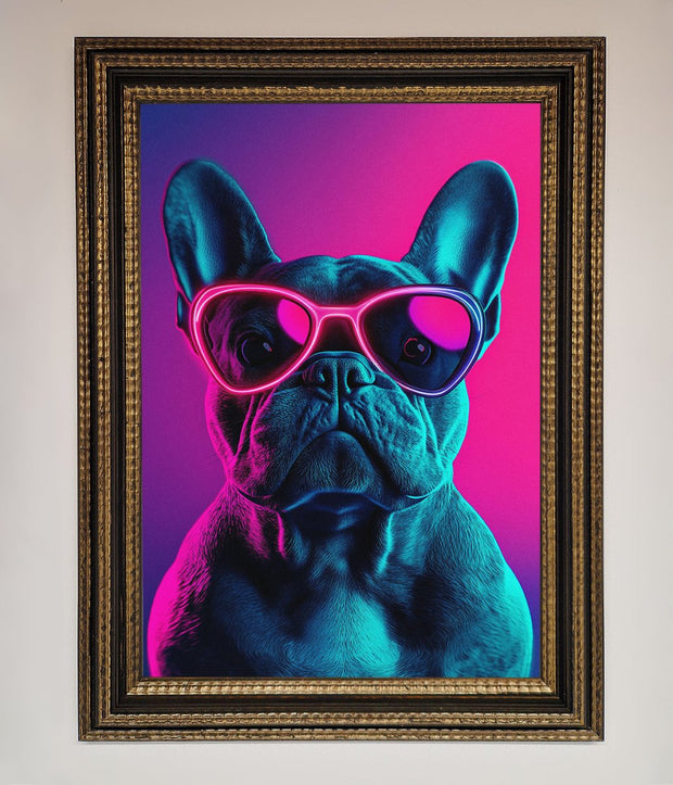 Neon French Bulldog Framed Wall Art-18