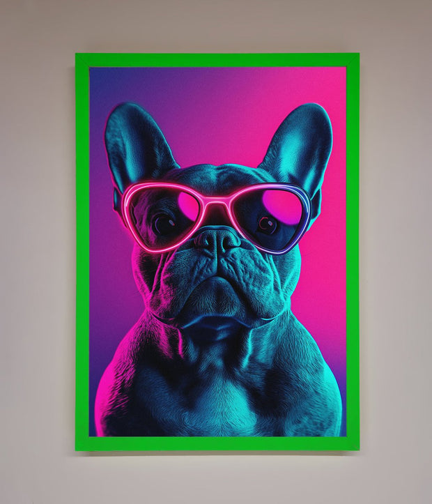 Neon French Bulldog Framed Wall Art-11