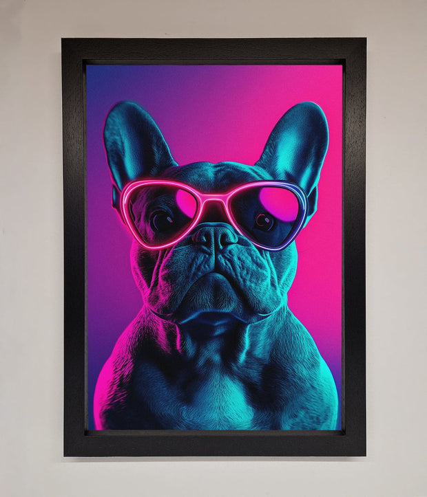 Neon French Bulldog Framed Wall Art-0