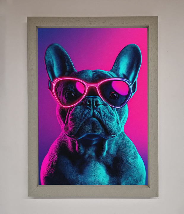 Neon French Bulldog Framed Wall Art-2