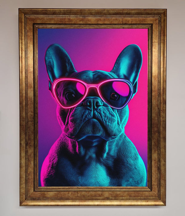 Neon French Bulldog Framed Wall Art-7