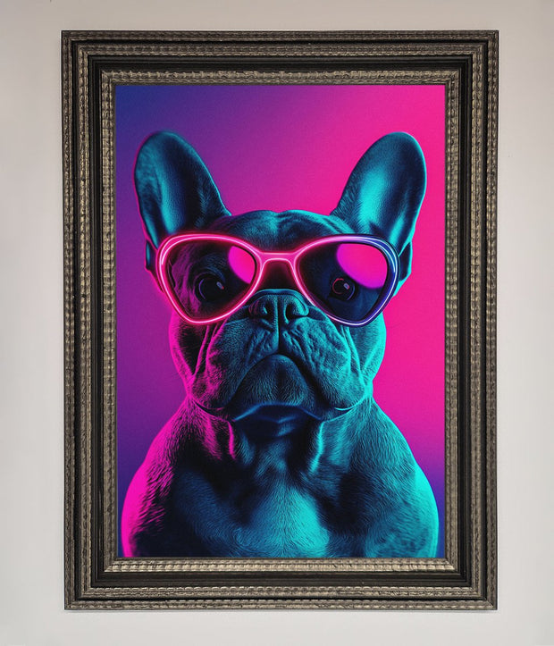 Neon French Bulldog Framed Wall Art-17