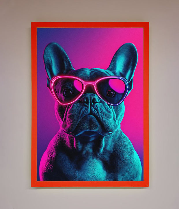 Neon French Bulldog Framed Wall Art-14